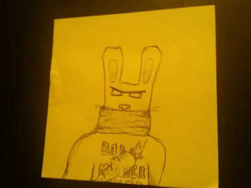 Je devais avoir vu un tarantino ya pas longtemps lorsque j'ai dessiné ce lapin "bad mother fucker".