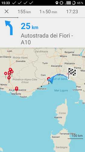 Screenshot de Maps.Me, on était en Italie.